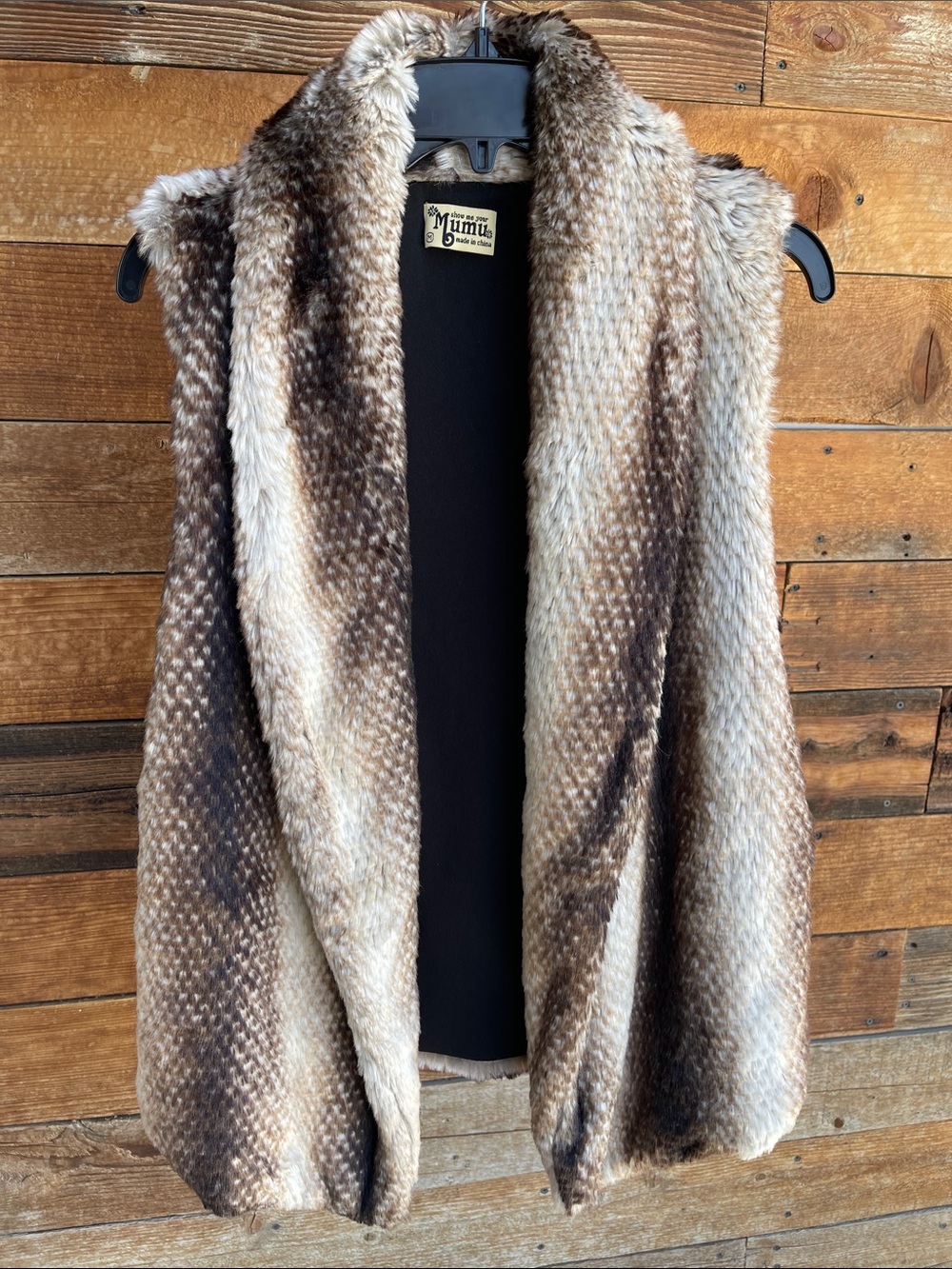 Show Me Your MuMu Faux Fur Vest in Brown and Cream